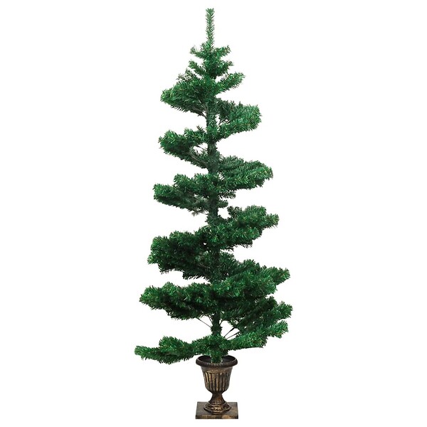 VIDAXL - vidaXL Arbre de Noël hélicoïdal pré-éclairé avec pot vert 120 cm PVC - large