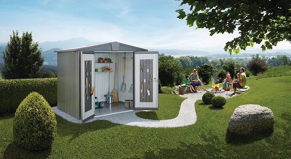 BIOHORT - Abri de jardin Europa T 4A - Métal -  Gris quartz - 4,4m2 - large