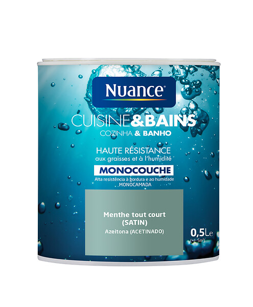 NUANCE - Peinture Cuisine et Bains - Menthe - Satin - 0,5L - large