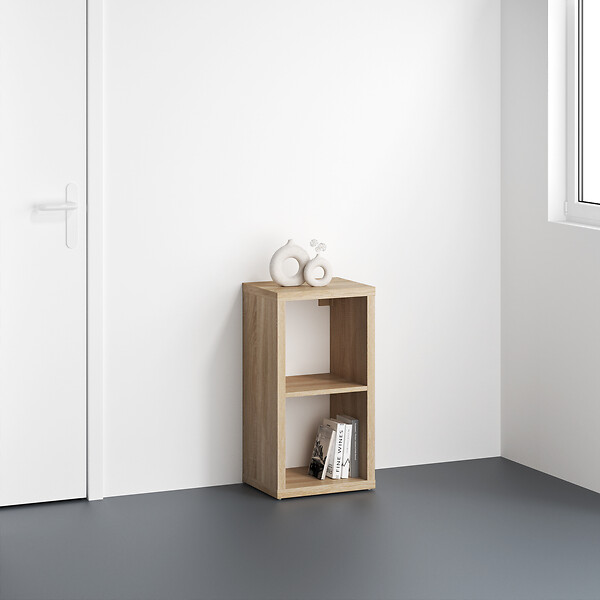 MODE DE VIE - Meuble 2 cases Cubyx - PVC - Chêne - H69,5xL37xP29,5cm - large