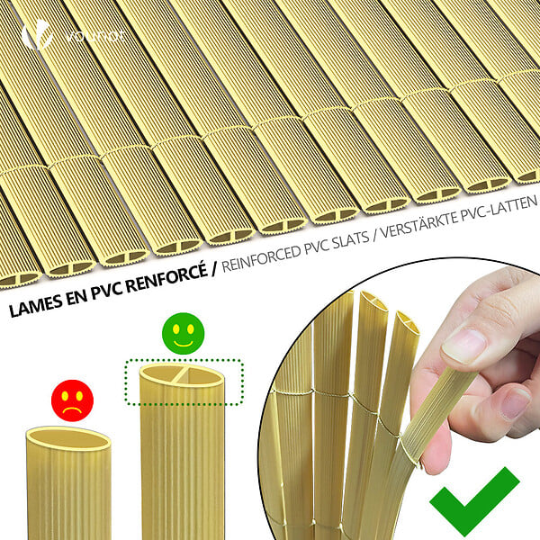 VOUNOT - Canisse PVC brise vue ultra renforce avec attaches de fixation 80x300cm beige - large