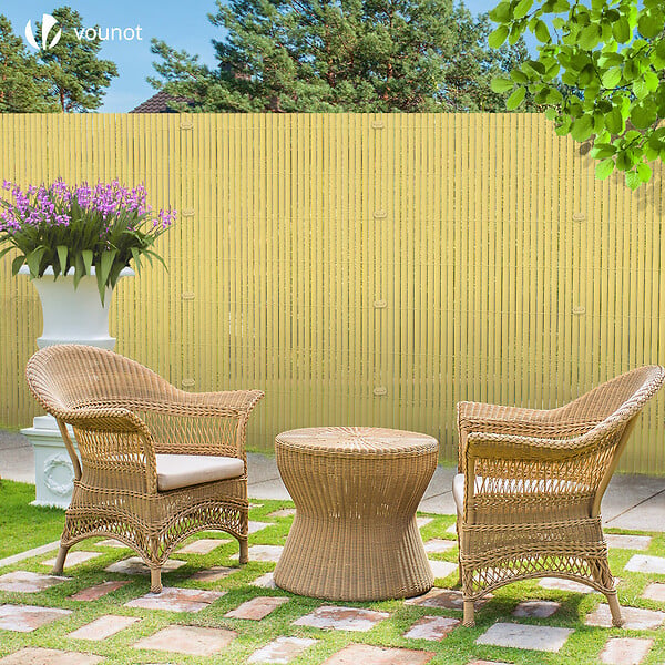 VOUNOT - Canisse PVC brise vue ultra renforce avec attaches de fixation 80x500cm beige - large
