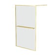 AURLANE - Paroi de Douche Or Doré Brossé 120x200cm - Porte-Serviette et Etagère - vignette
