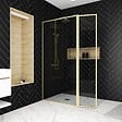 AURLANE - Paroi de Douche avec Volet Pivotant 100+40x200 cm - Finition Or Doré Brossé - GOLDY CONTOURING - vignette