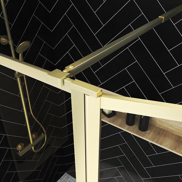 AURLANE - Paroi de Douche avec Volet Pivotant 100+40x200 cm - Finition Or Doré Brossé - GOLDY CONTOURING - large