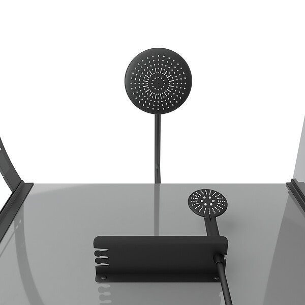 AURLANE - Cabine de douche 1/4 de cercle 90x90x207/222 cm - Receveur bas - Fonds Gris Profilés Noir Mat - FOGGY LOW - large