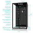 AURLANE - Cabine de douche Hydromassante 115x90x218 cm - Porte coulissante - Fonds & Profilés Noir Mat - vignette