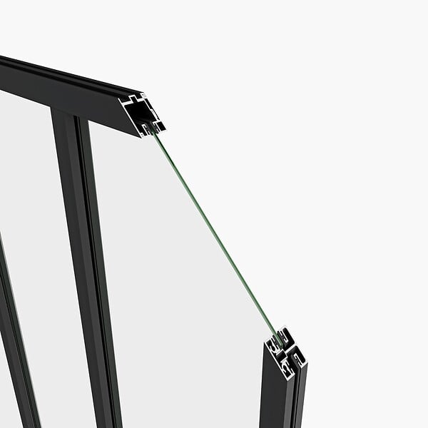 AICA SANITAIRE - Verrière intérieure aluminium noir mat 153x108cm 5 vitrage et carreaux verrière fixe kit de verrière - large