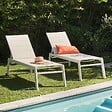 OVIALA - Lot de 2 bains de soleil en aluminium et textilène blanc - Nouméa - vignette