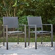 OVIALA - Lot de 2 fauteuils de jardin aluminium et textilène gris - Nice - vignette