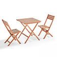 OVIALA - Table et 2 chaises pliante en bois d'eucalyptus - Sete - vignette