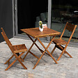 OVIALA - Table et 2 chaises pliante en bois d'eucalyptus - Sete - vignette