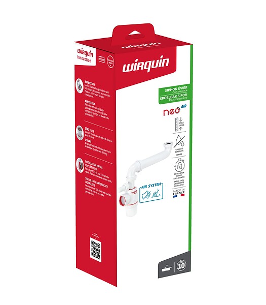 WIRQUIN - Siphon WIRQUIN NEO AIR évier déporté 1 bac avec tubulure - WIRQUIN - large