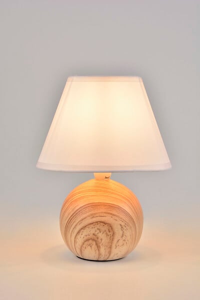COREP - Lampe céramique naturel/blanc Corep MINI LOU H25,5cm. - large