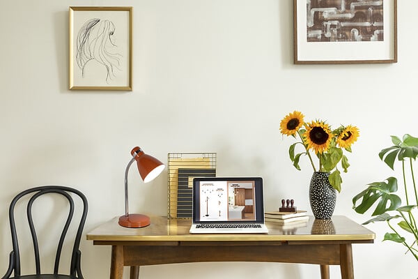 COREP - Lampe de bureau métal mandarine Corep CALLY H38cm. - large