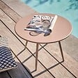 OVIALA - Table basse de jardin ronde en métal taupe 50 cm - Palavas - vignette