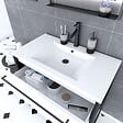 AURLANE - Meuble de salle de bain 80x50cm NOIR MAT - 2 tiroirs blanc - vasque blanche - STRUCTURA F034 - vignette