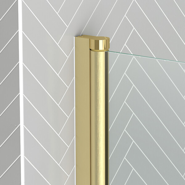 AURLANE - Pare baignoire Rabattable 80x140cm - Profilé Or Doré Brossé - Verre Trempé 4mm - ELEMENTARY - large