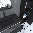 AURLANE - Pack meuble de salle de bain 80x50 cm Noir - 2 tiroirs - vasque noire - miroir - colonne suspendu - vignette