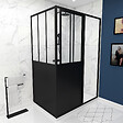 AURLANE - Porte de douche coulissante 140x200cm et paroi de retour 80x200cm type atelier - vignette