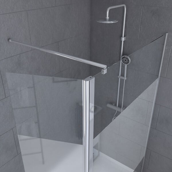 AURLANE - Paroi de Douche et Volet Pivotant 90+40x200 cm - Bande Dépolie - Barre de Fixation Chrome - large