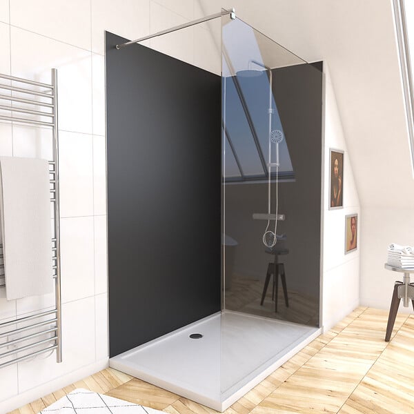 AURLANE - Pack de 2 Panneaux Muraux Aluminium NOIR 90+120x210 cm avec Profilés ANODISE BRILLANT - WALL'IT - large