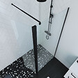 AURLANE - Paroi de Douche et Volet Pivotant 90+40x200 cm - Verre Transparent - Barre de Fixation Noire - vignette