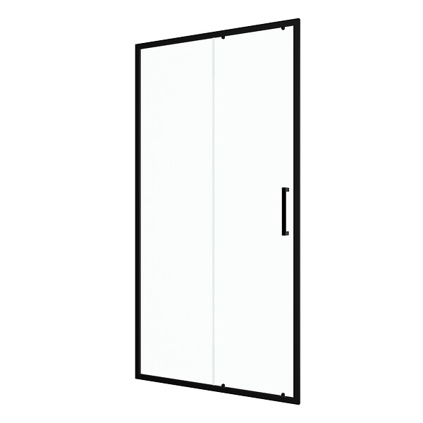 AURLANE - Porte de douche coulissante 100x200 cm - Verre transparent - Profilé Noir - CRUSH - large