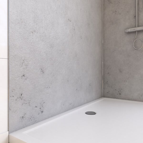 AURLANE - Pack de 2 Panneaux Muraux Pierre Light Grey 90+120x210 cm avec Profilés ANODISE BRILLANT - STONE'IT - large