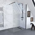 AURLANE - Paroi de Douche 120x200cm Verre Transparent - Barre de Fixation Extensible et Profil Noir - vignette