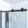 AURLANE - Porte de douche coulissante 140x200 cm noir mat - rail soft close + RETOUR 90 cm - vignette