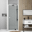 AURLANE - Porte de douche pivotante ajustable de 69 à 80cm en Alu. Blanc et verre transparent - WHITY PIVOT - vignette