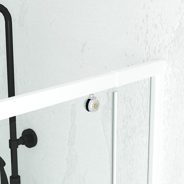 AURLANE - Porte de douche pivotante ajustable de 69 à 80cm en Alu. Blanc et verre transparent - WHITY PIVOT - large