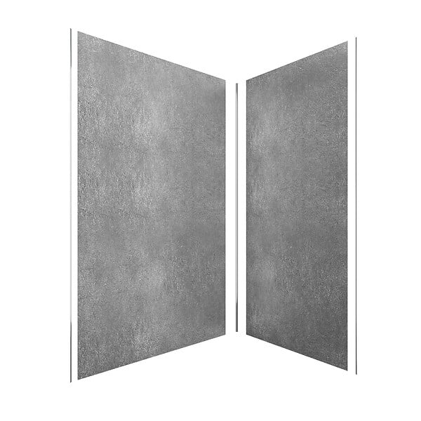 AURLANE - Pack de 2 Panneaux Muraux Pierre Silver Grey 90+120x210 cm avec Profilés ANODISE BRILLANT - STONE'IT - large