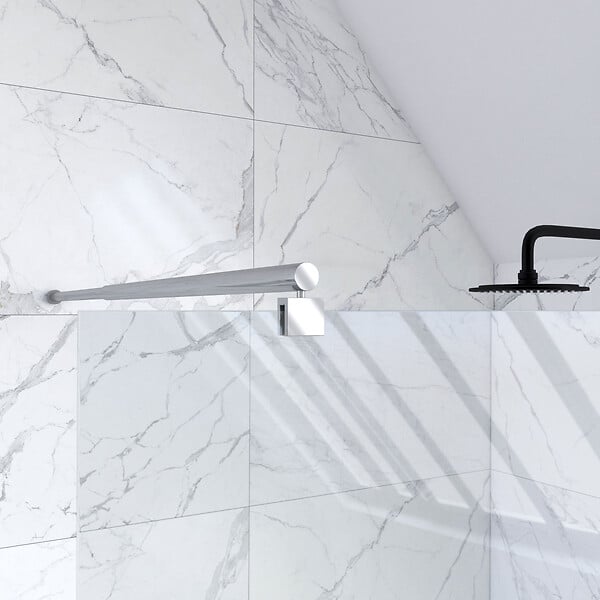 AURLANE - Paroi de Douche 90x200cm Verre Transparent - Barre de Fixation Extensible et Profil Chrome - large