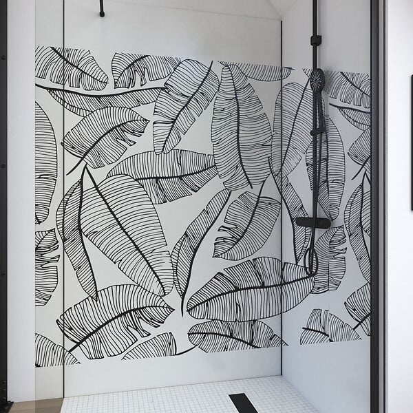 AURLANE - Paroi de Douche 120x195cm Serigraphie Type Jungle - Verre 5mm - Bras de Fixation Redecoupable - large