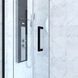 AURLANE - Porte de douche + Retour 140x90x200 cm - Verre 6 mm - Profilé Noir - CRUSH - vignette