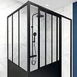 AURLANE - Porte de douche coulissante 120x200cm et paroi de retour 90x200cm type atelier - vignette