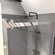AURLANE - Porte de Douche Coulissante 120x200 cm Type Industriel - Aluminium Chromé - Verre Trempé 8 mm - vignette