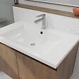 AURLANE - Meuble de salle de bains 80cm à Suspendre Décor Bois Clair - 2 Portes - Vasque Blanche - ELEMENTARY - vignette