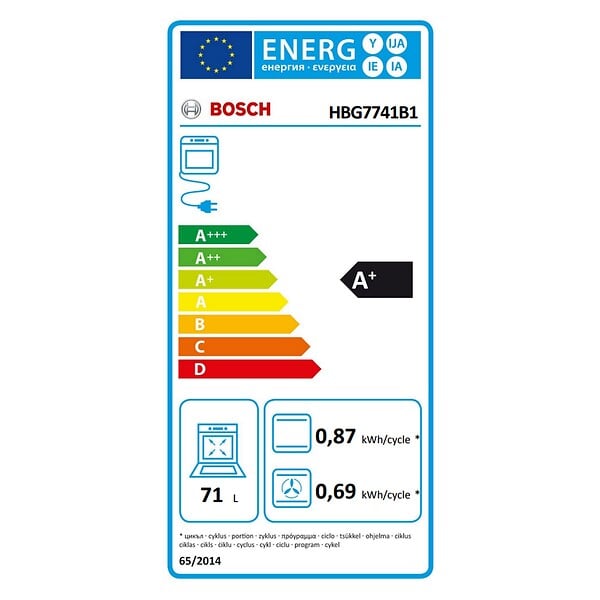BOSCH - four intégrable multifonction 71l 60cm a+ pyrolyse noir - HBG7741B1 - large