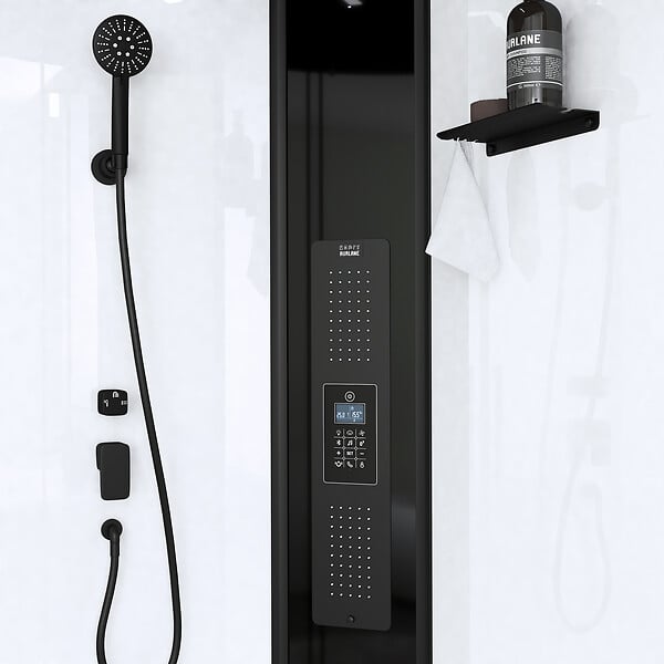 AURLANE - Cabine de douche 1/4 de cercle 95x95x218 cm - Fonction HAMMAM, Jets Hydromassants, Led et Bluetooth - large