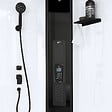 AURLANE - Cabine de douche 1/4 de cercle 95x95x218 cm - Fonction HAMMAM, Jets Hydromassants, Led et Bluetooth - vignette