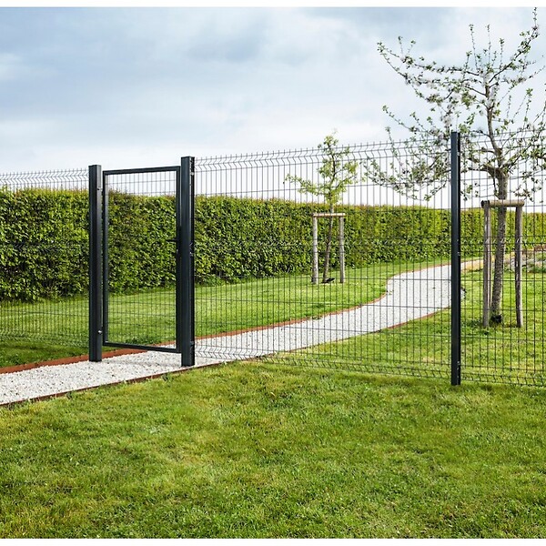 EASY CLOTURE - Portillon grillagé en acier galvanisé maille 100 x 50 L 1m x H 1m00 Noir - large