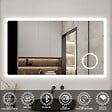 AICA SANITAIRE - Miroir lumineux loupe + bluetooth + tricolore + anti-buée 100x60cm salle de bain dimmable,mémoire,tactile,led - vignette