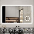 AICA SANITAIRE - Miroir lumineux Horloge + loupe + bluetooth + tricolore + anti-buée 140x80cm salle de bain dimmable,mémoire,tactile,led - vignette