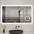 AICA SANITAIRE - Miroir lumineux loupe + bluetooth + tricolore + anti-buée 160x80cm salle de bain dimmable,mémoire,tactile,led - vignette