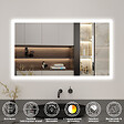 AICA SANITAIRE - LED miroir lumineux 3 couleurs tactile avec anti-buée,dimmable et mémoire 120x70cm miroir salle de bain - vignette