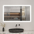 AICA SANITAIRE - LED miroir lumineux 3 couleurs tactile avec anti-buée,dimmable et mémoire 120x70cm miroir salle de bain - vignette