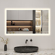 AICA SANITAIRE - LED miroir lumineux 3 couleurs tactile avec anti-buée,dimmable et mémoire 120x70cm miroir salle de bain - vignette